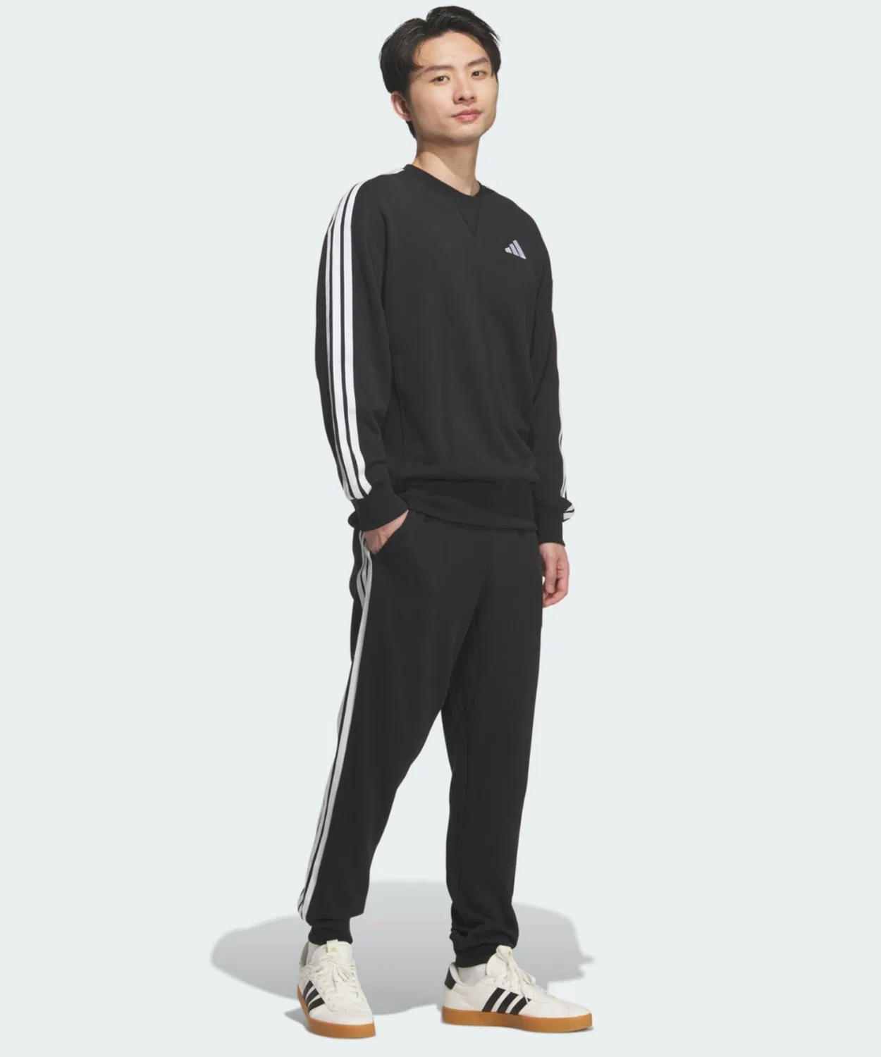 Мужской свитшот с длинным рукавом свободного кроя, футер Adidas, Black — фото 3