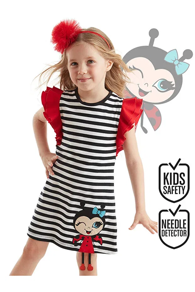 Детское платье для девочек с полоской Denokids, Black