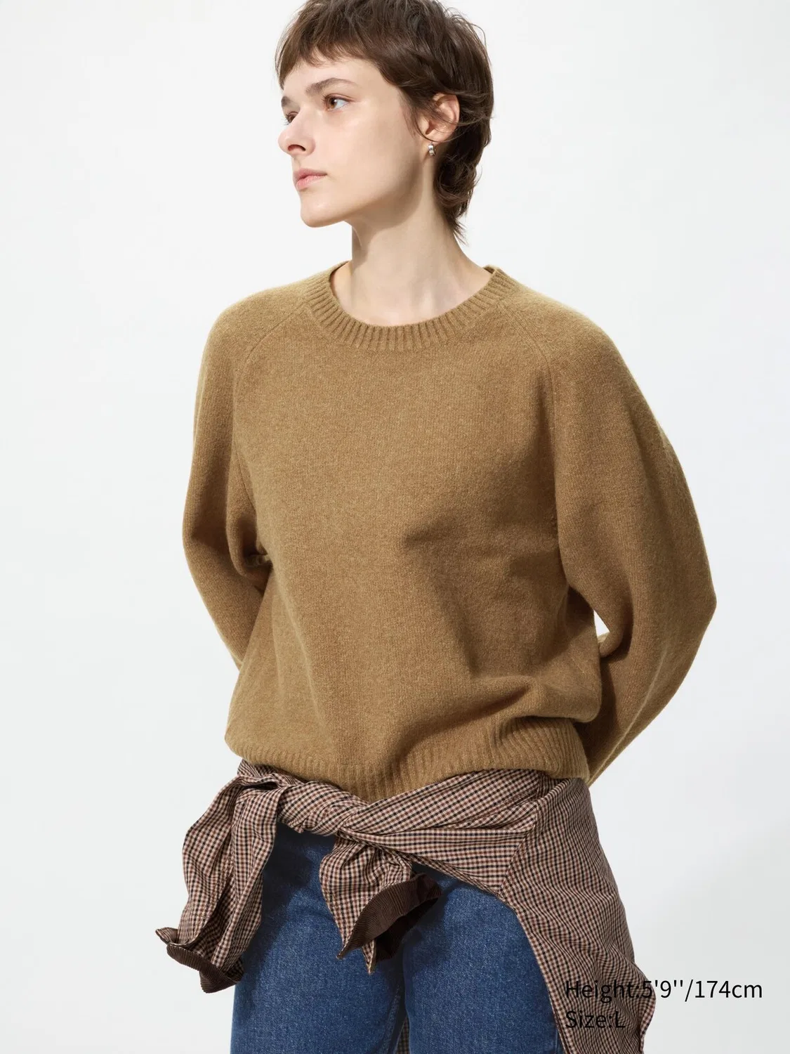 Свитер Uniqlo, из легкой пряжи типа суфле, коричневый