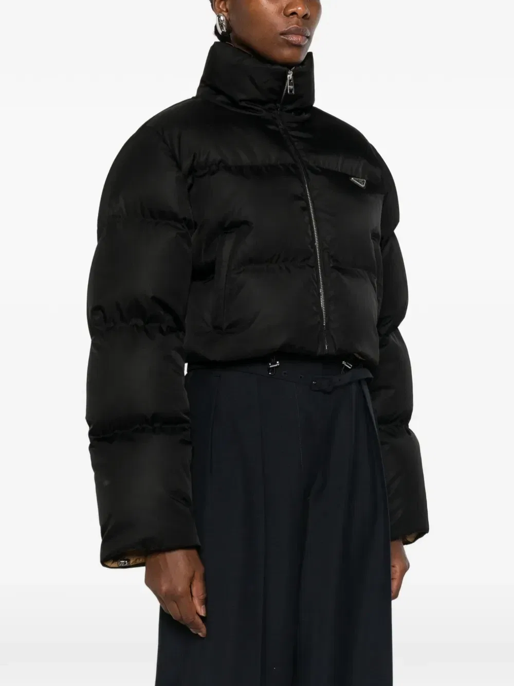 Укороченная пуховая куртка Re-Nylon Prada, черный — фото 3