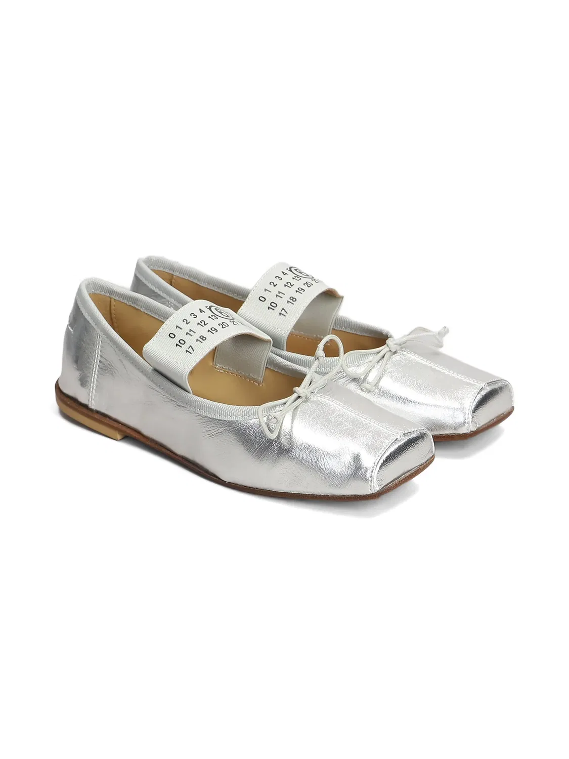 Балетки с мотивом чисел MM6 Maison Margiela, серебристый
