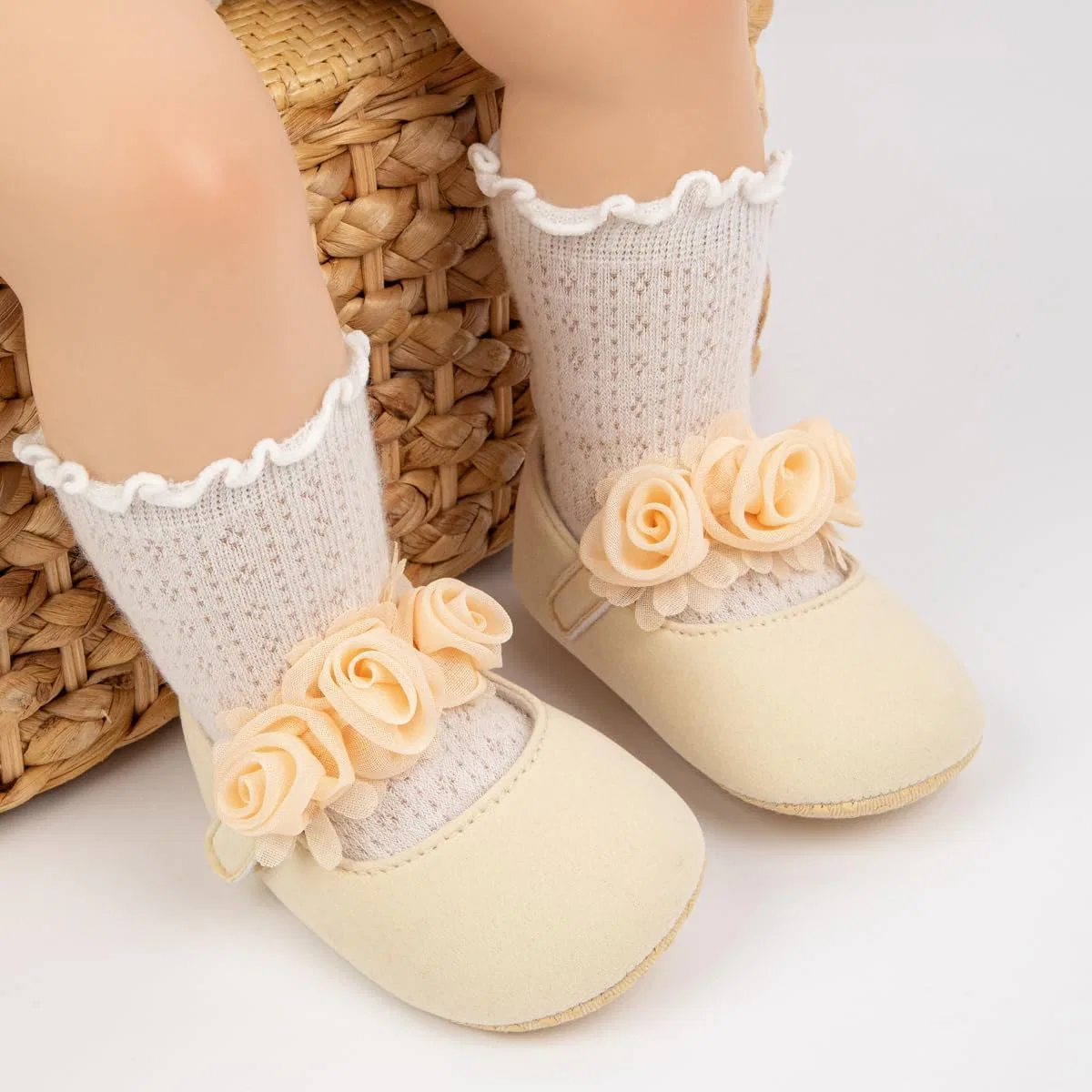 Детские туфли Мэри Джейн для девочек HsdsBebe, Cotton Khaki — фото 2