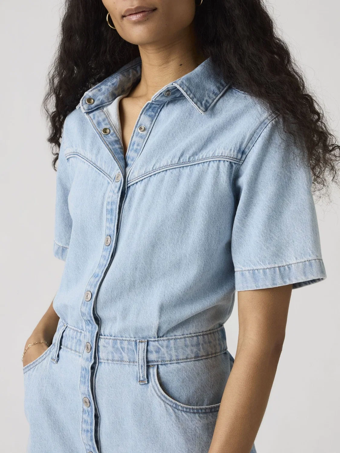 Платье джинсовое мини Logan Levi's, светло-голубой деним — фото 3