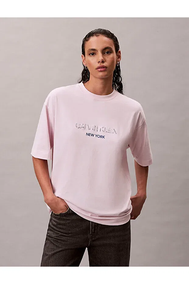 Женская футболка свободного кроя Calvin Klein, Pink — фото 3