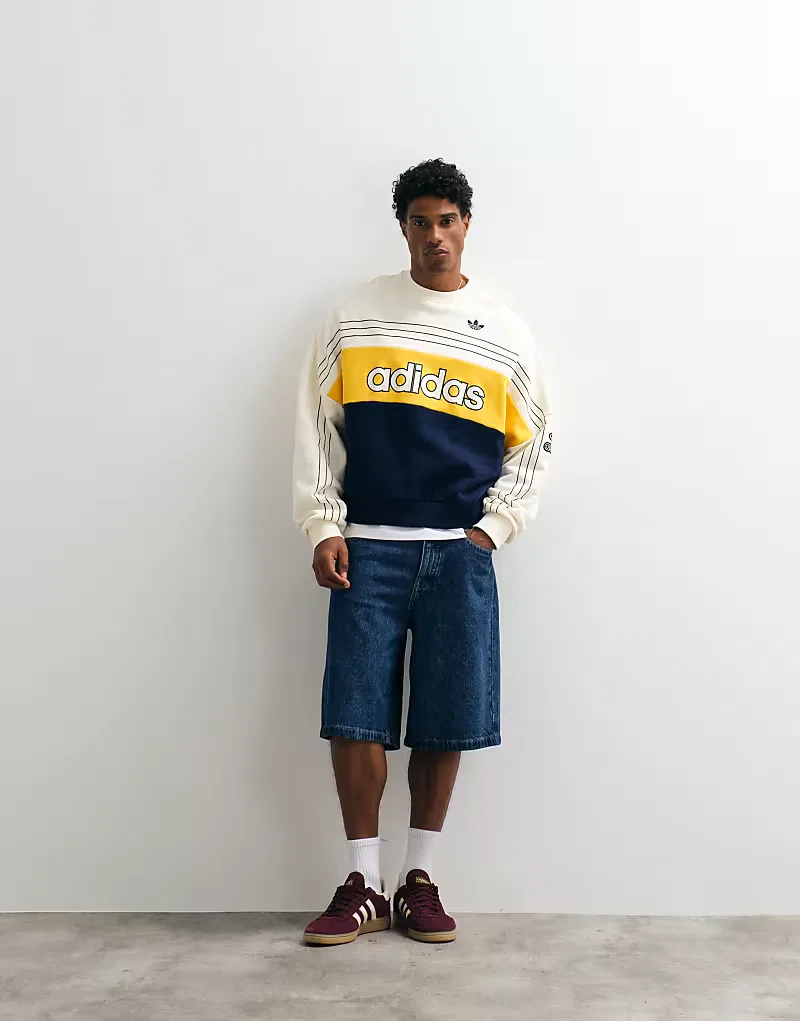 Ретро-свитшот Adidas Originals с логотипом в оранжево-синих тонах