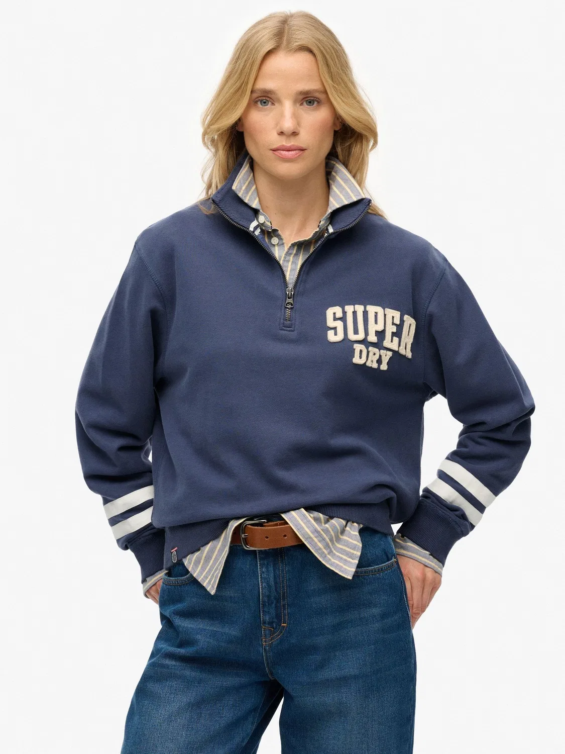 Свитшот с полузастежкой Athletic Essentials Superdry, синий — фото 2