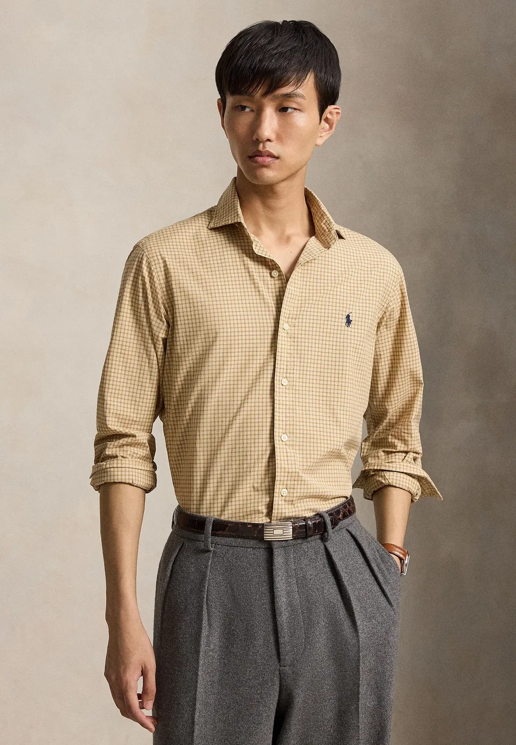 Рубашка из клетчатого поплина, сшитая на заказ Polo Ralph Lauren, Classic Camel