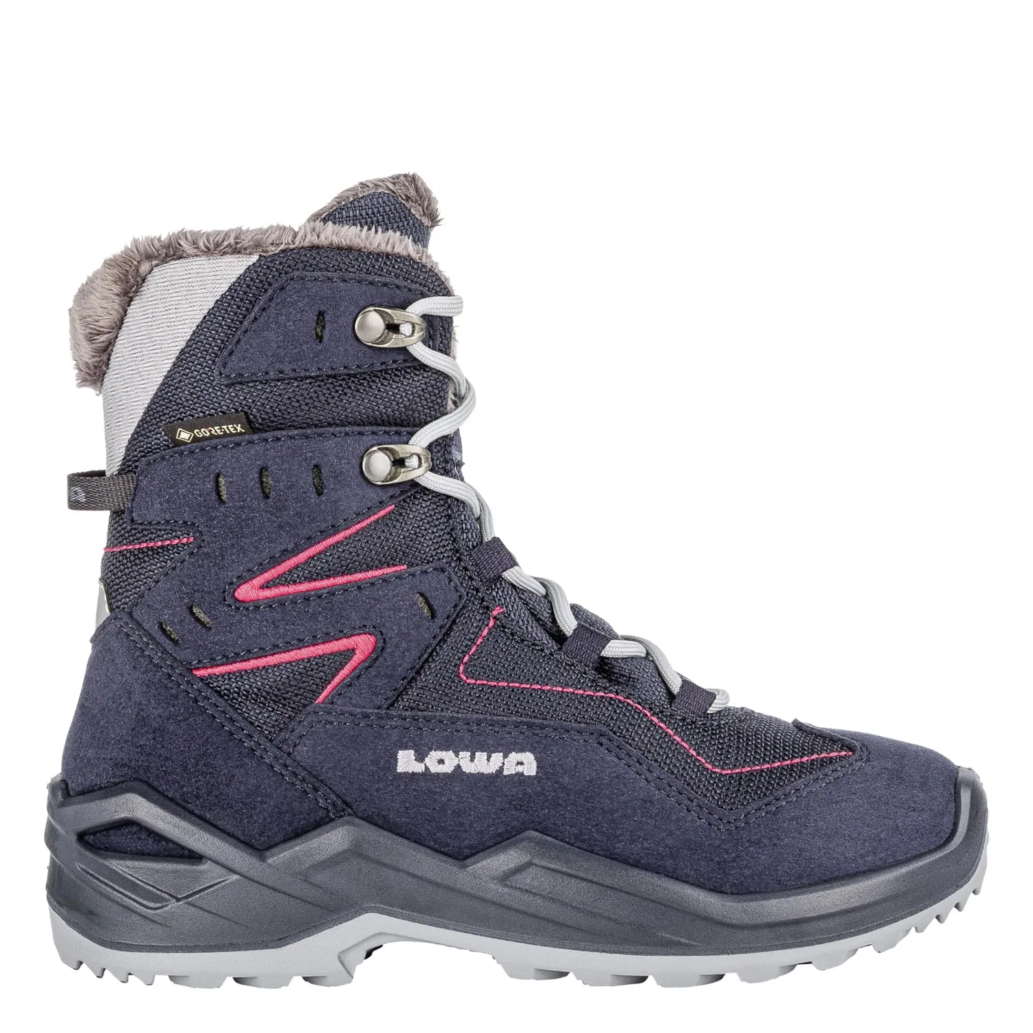 Детские зимние ботинки для мальчиков с мембраной Linen Gtx Hi Jr LOWA, Grape Cream