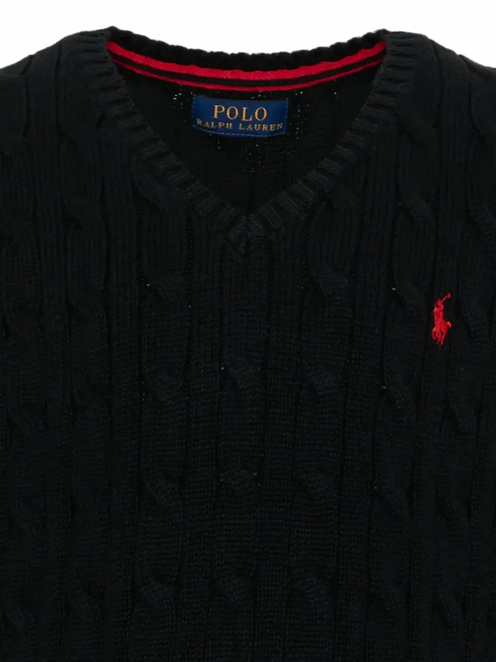 Вязаный жилет с V-образным вырезом Polo Ralph Lauren Kids, черный — фото 3