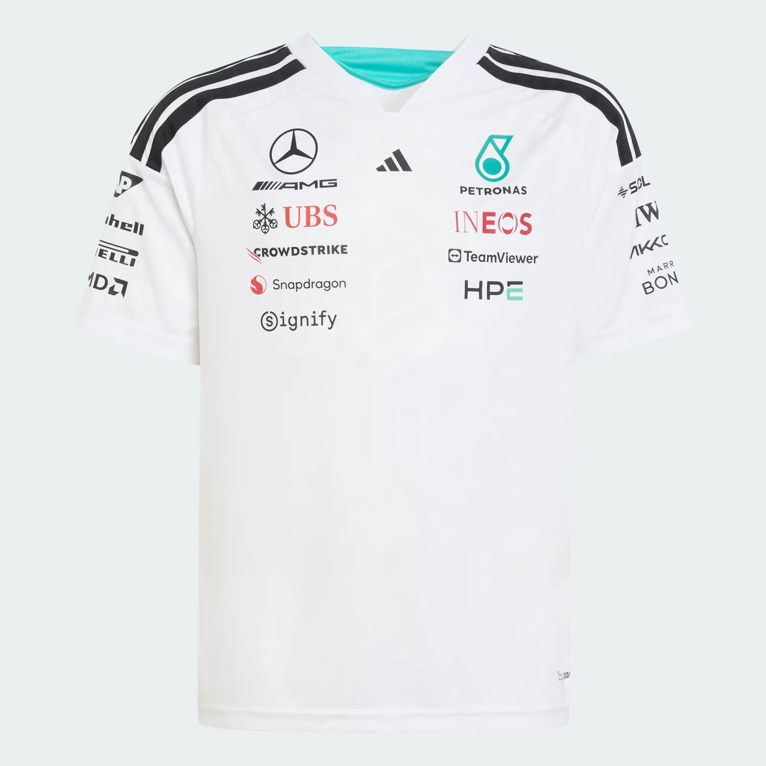 Детская футболка приталенного кроя Mercedes-AMG Petronas Formula 1 Team Driver Jersey Adidas Performance, белый