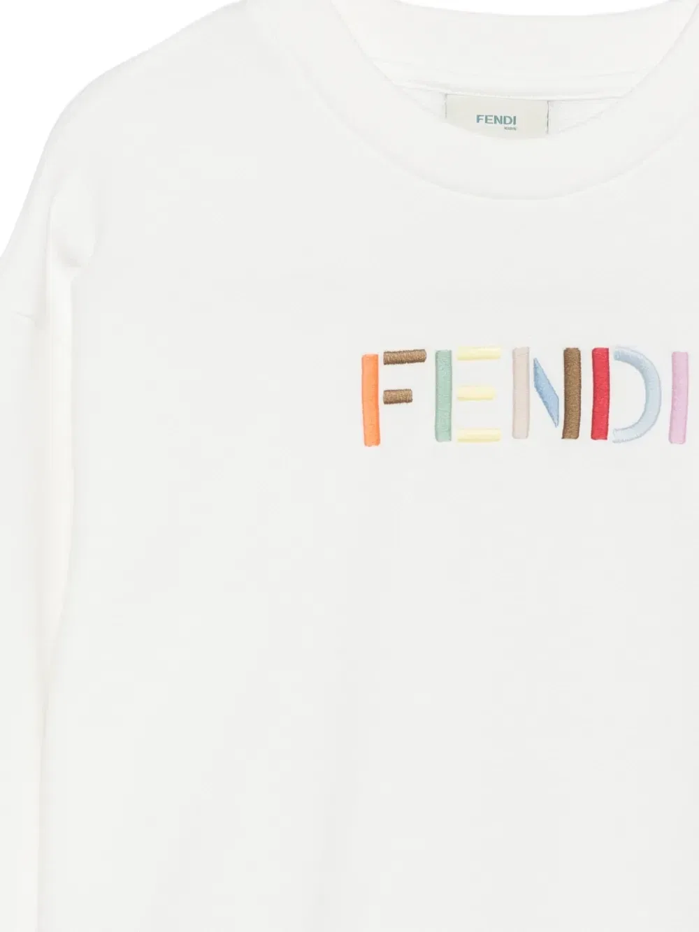 Свитшот с вышитым логотипом Fendi Kids, белый — фото 3