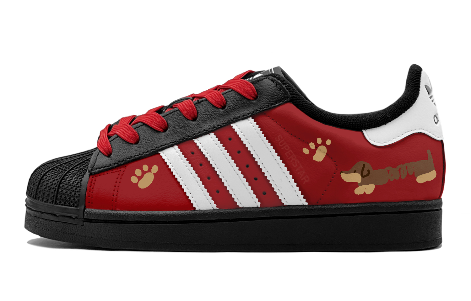 Adidas Originals Superstar 2 Couple's, Dachshund Charm, Anti Aging, милые низкие кеды для скейтбординга Unisex красный коричневый — фото 3