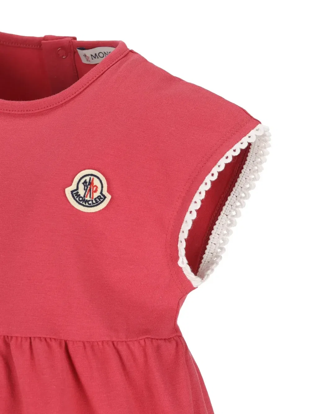 Футболка с баской и отделкой крючком Moncler Enfant, розовый — фото 4