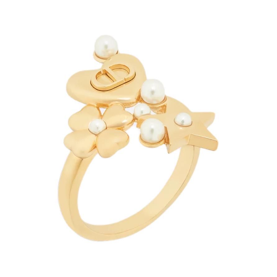

Кольцо Lucky Series Gold Plated Metal Rings Women's Gold DIOR, золотой