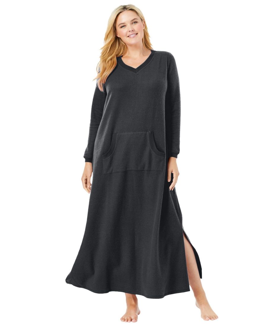 

Женский длинный домашний халат из искусственного меха больших размеров Dreams & Co, Black