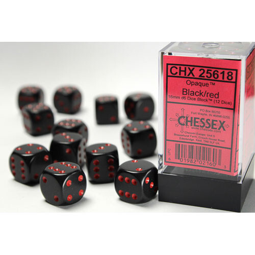 

Аксессуары Chessex Chessex 16mm d6 Set: Opaque - Black w/Red (12)