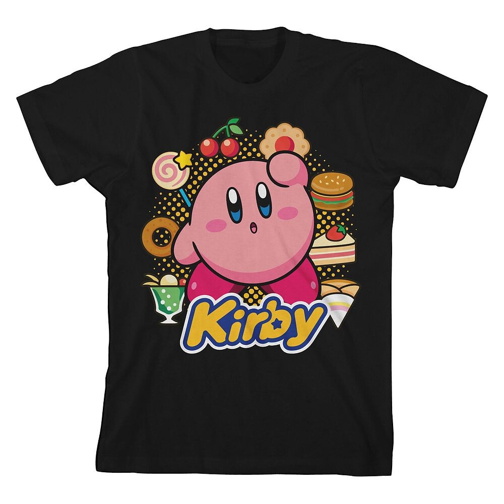 

Футболка Kirby Circle Of Food с рисунком для мальчиков 8–20 лет Licensed Character, черный