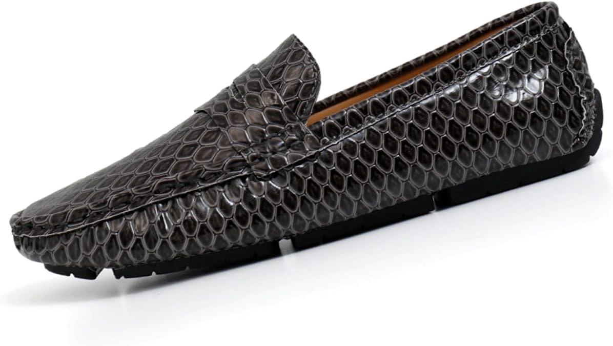 

Мужские лоферы Dacnakby из кожи с тиснением под змею, черные, без шнурков, мокасины