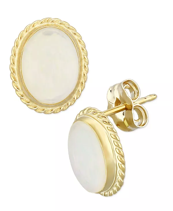 

Серьги-Гвоздики с закрученной галереей из драгоценных камней, выполненные из 14-каратного золота Macy'S, opal