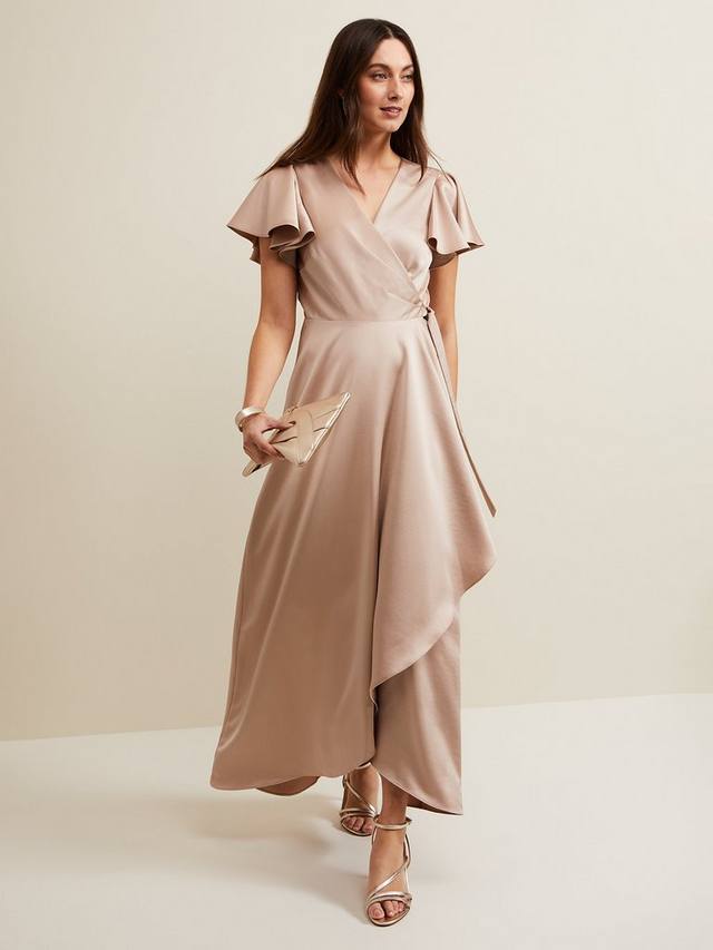 

Атласное платье макси с запахом от арабеллы Phase Eight, цвет Latte