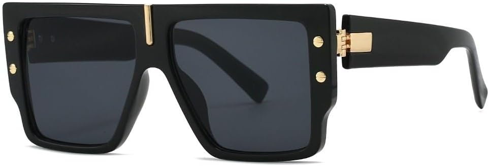 

Солнцезащитные очки в винтажной оправе для мужчин, квадратные солнцезащитные очки в стиле ретро, ​​черные, увеличенного размера, защитные очки для мужчин и женщин WNCKSQ, Black