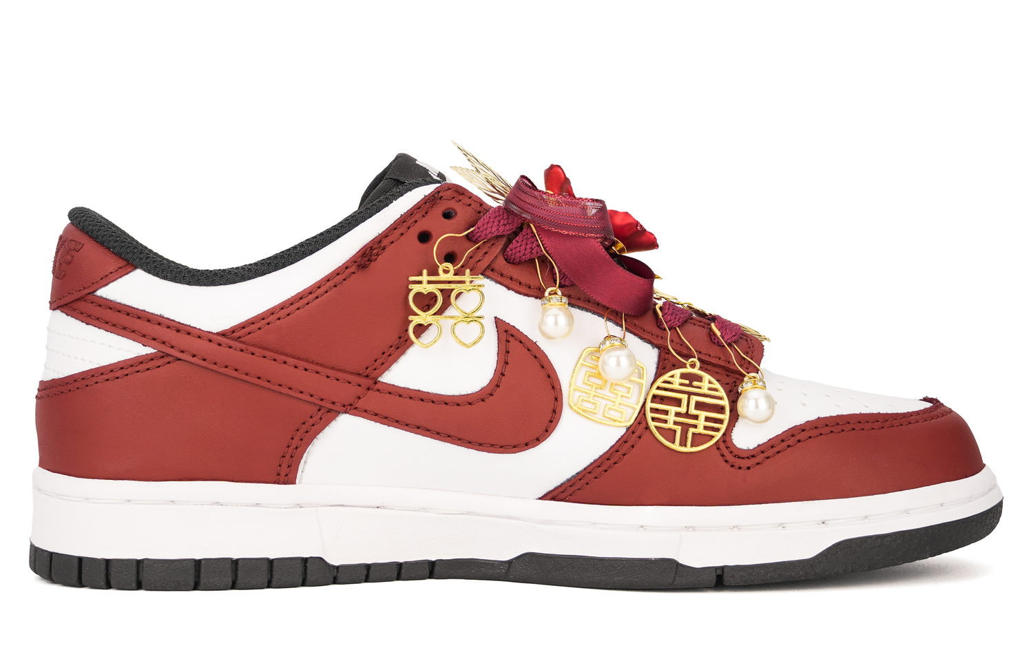 Nike Туфли Dunk Wedding, United In Love Cushioning низкие кроссовки для скейтбординга Unisex Gold Red — фото 4