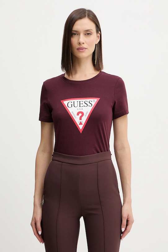 

Хлопковая футболка Guess, бордовый, Красный, Хлопковая футболка Guess, бордовый