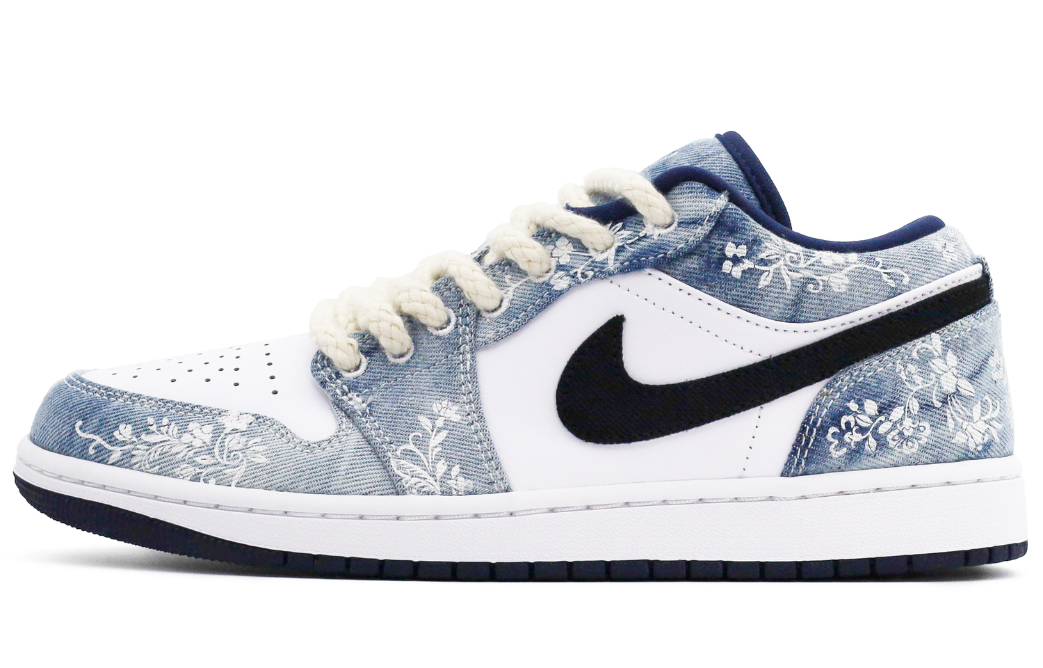 

Кроссовки Air 1 Low top Vintage баскетбольные мужские black white blue Jordan, черный белый синий