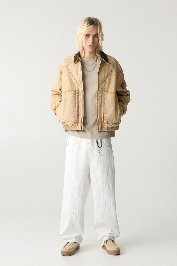 

Белые фактурные джинсы Pull And Bear, экрю