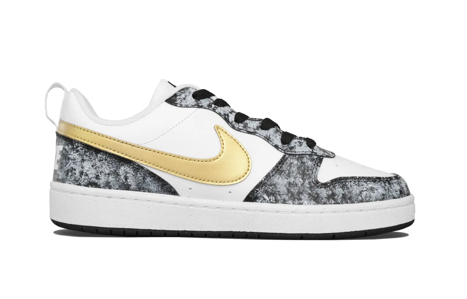 Кроссовки для скейтбординга Nike Court Borough Fire Tree Silver с ручной росписью, черные — фото 3