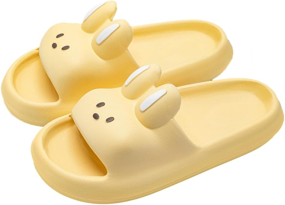 

Женские и мужские шлепанцы с милым мультяшным дизайном Rungion, быстро сохнущие, для ванной, с противоскользящей подошвой, домашние тапочки-подушки, желтый