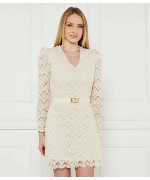 

Кружевное платье с поясом Twin-Set, бежевый