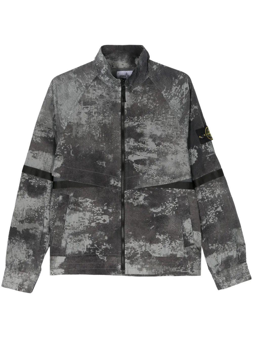 

Куртка с абстрактным принтом и нашивкой Compass Stone Island, серый