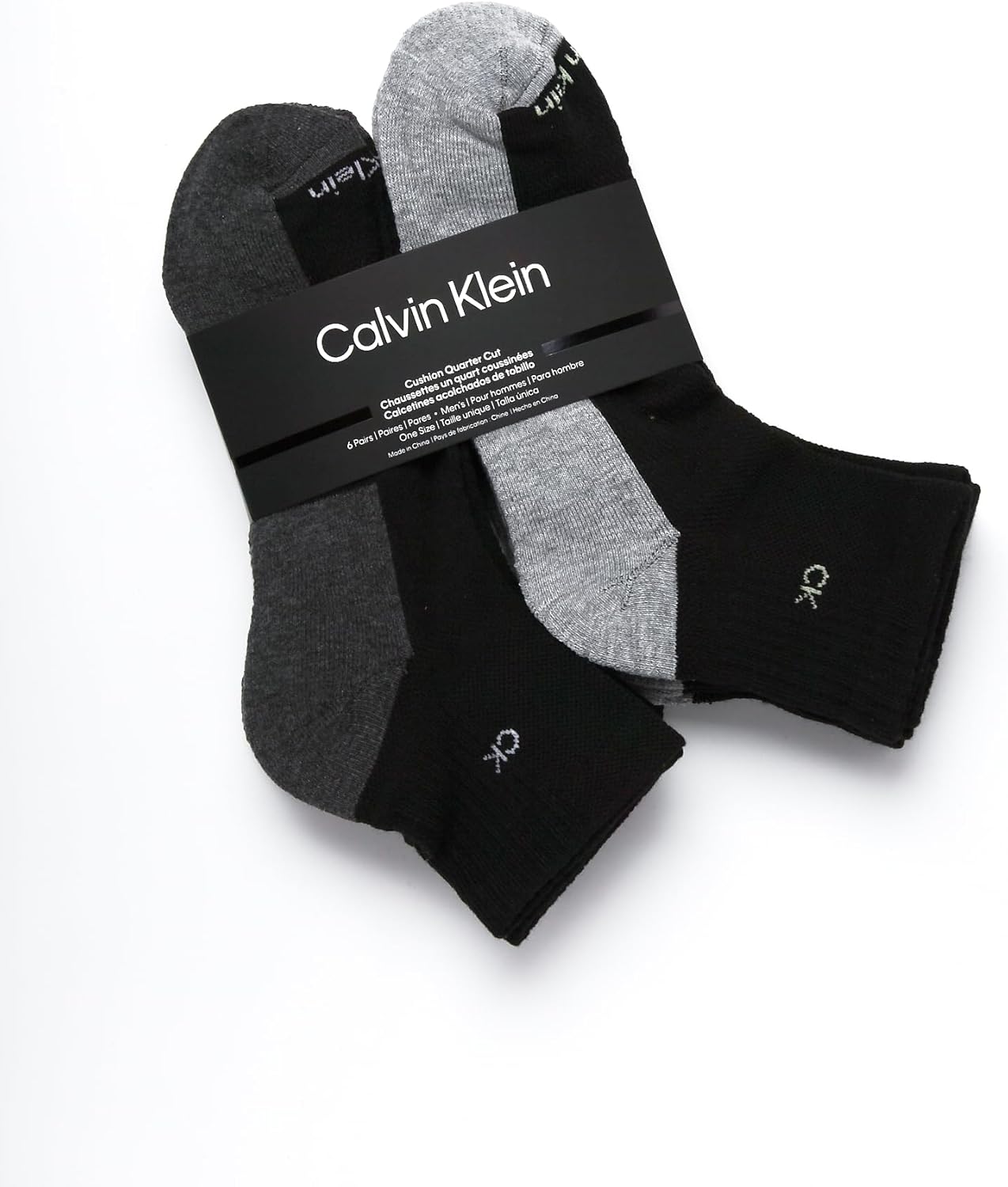 Мужские носки Calvin Klein Quarter - 6 пар мягких мини-носков для мужчин, идеально подходят для бега, занятий спортом и пешего туризма., Black Grey Logo — фото 2