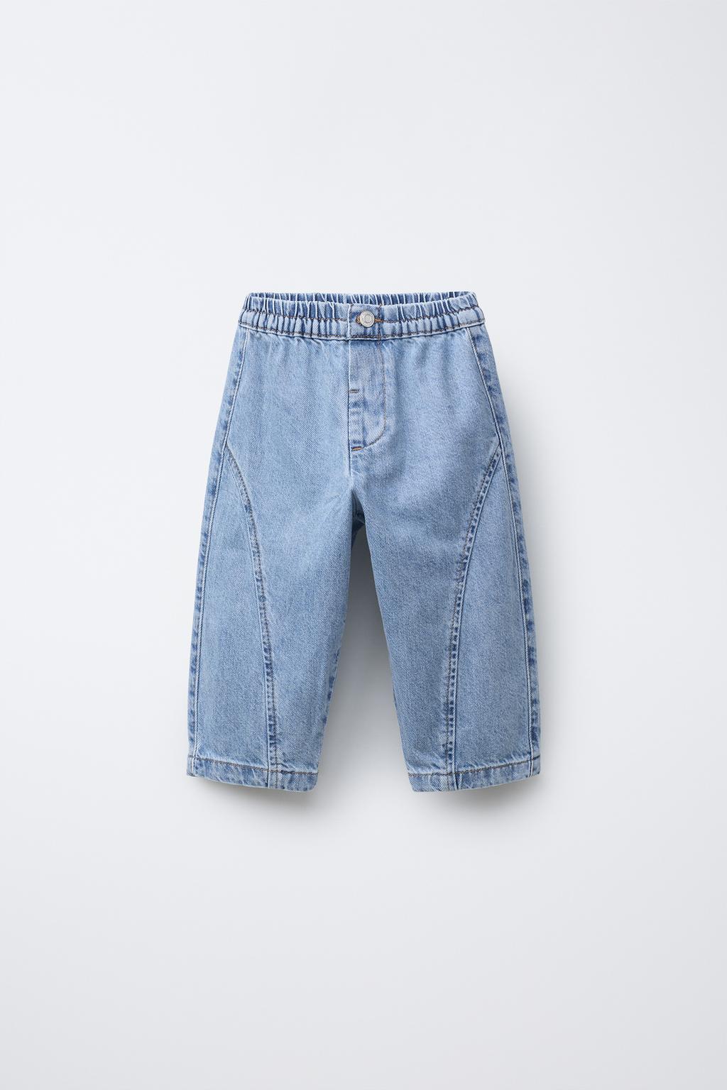 

Мешковатые сшитые джинсы ZARA, светло-синий