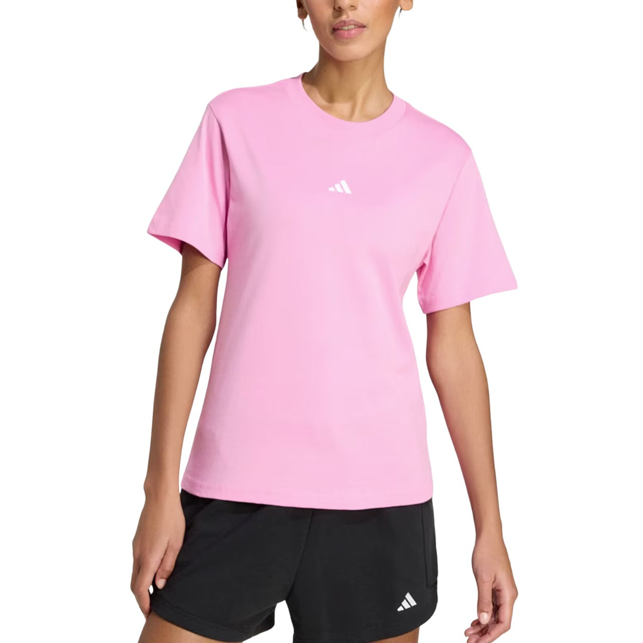 (WMNS) Футболка Adidas Essentials Small Logo Cotton Tee, азиатский размер, цвет 'St Tropic Bloom White' — фото 2