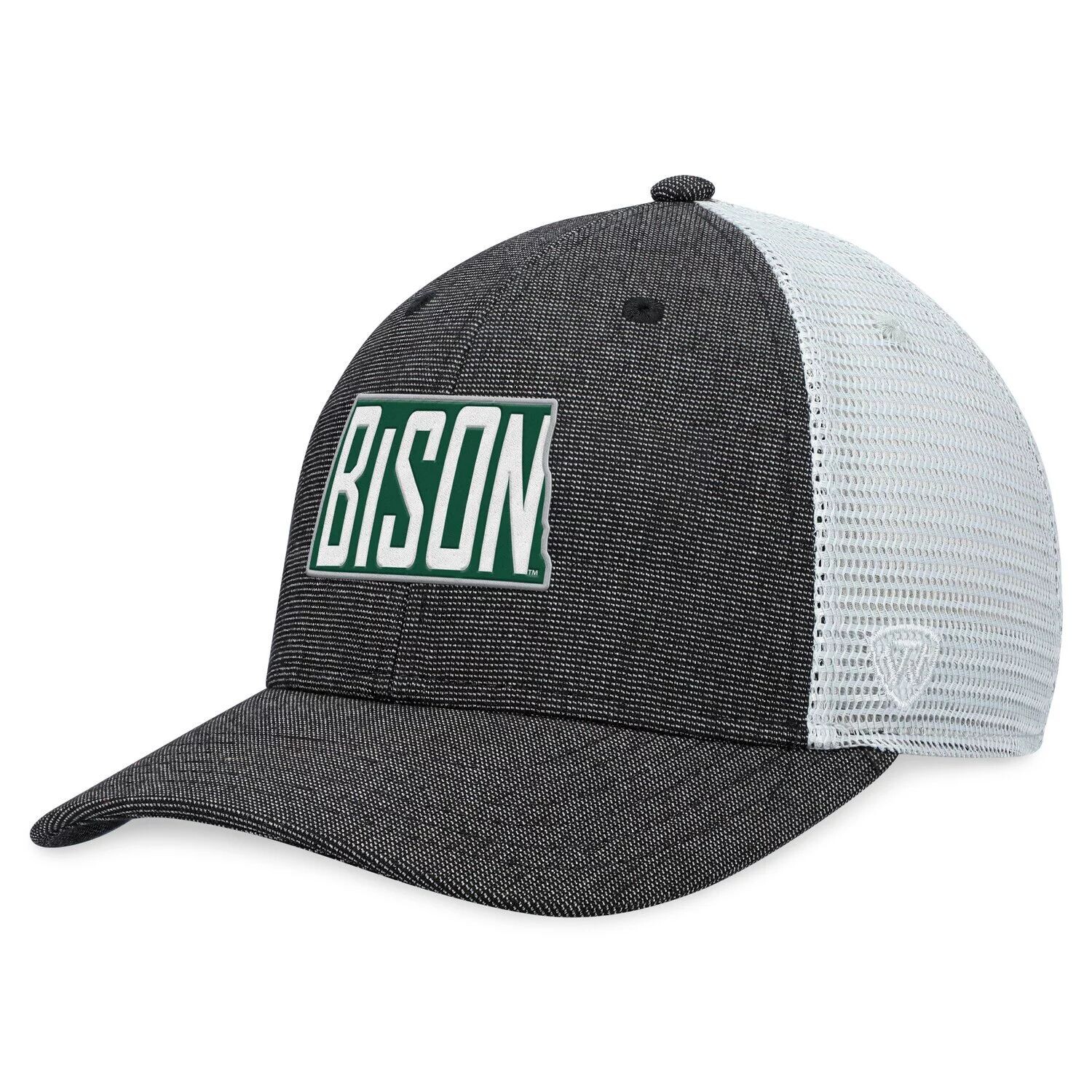 

Мужская темно-серая/белая кепка Top of the World NDSU Bison Townhall Trucker Snapback