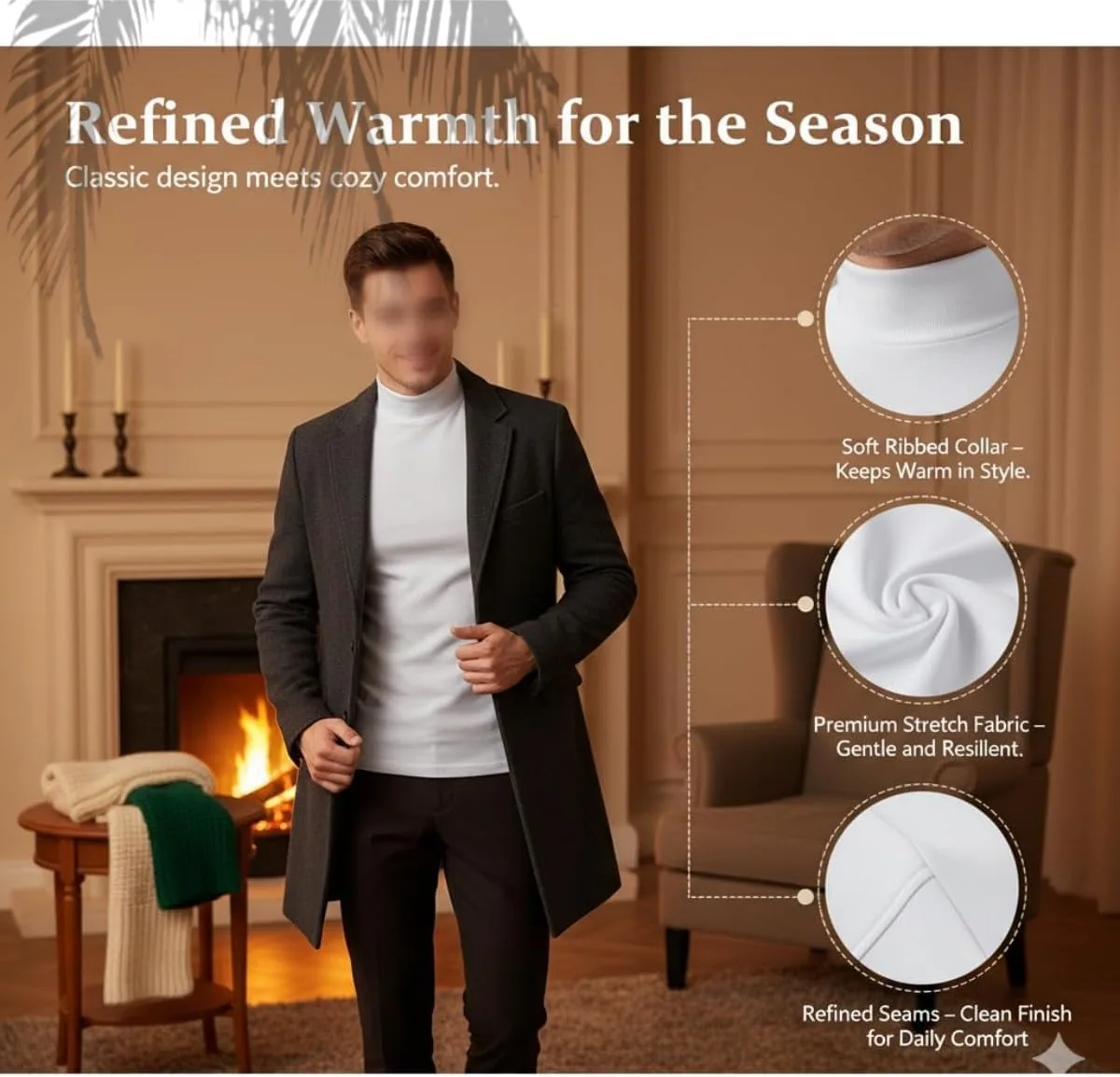 Мужская футболка с высоким воротником slim fit — stretchy и breathable для спортзала или повседневной носки — фото 4