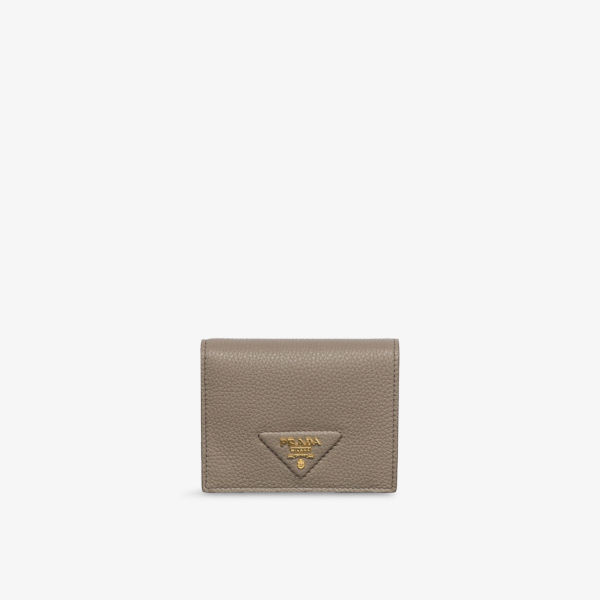 

Брендовый кожаный кошелек Prada, серый