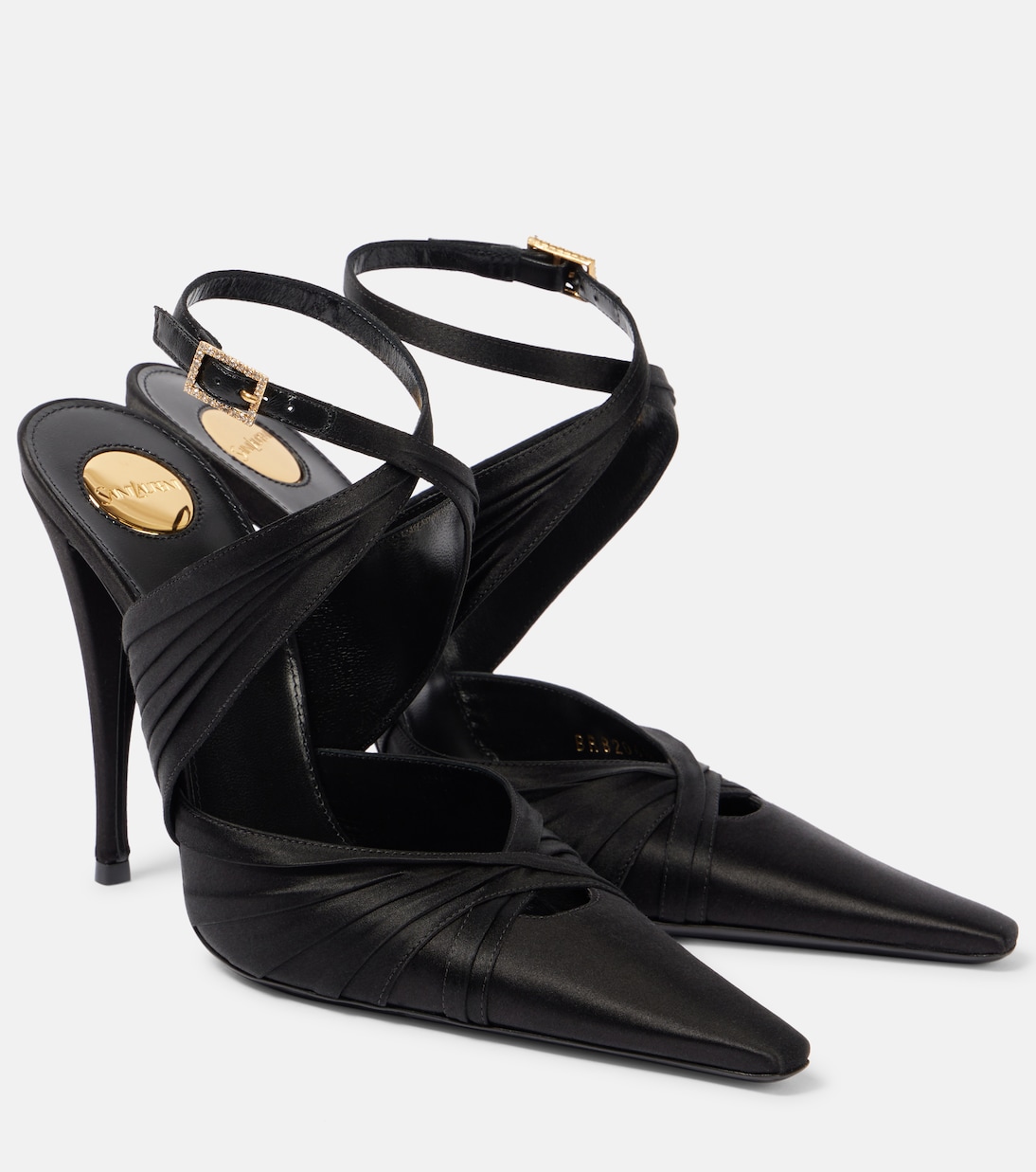 Туфли-лодочки Véronique 110 из сатина Saint Laurent, нуар