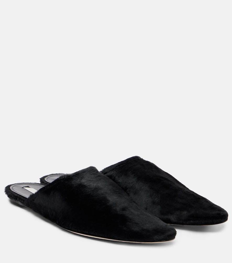 Эллипс мюли из телячьей шерсти Christen, Black