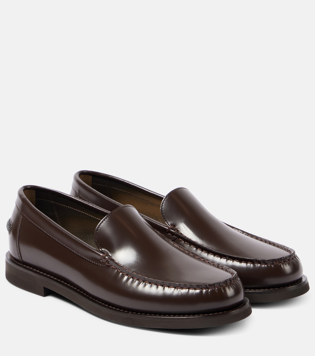 Лоферы Monili из полированной кожи Brunello Cucinelli, Testa Moro