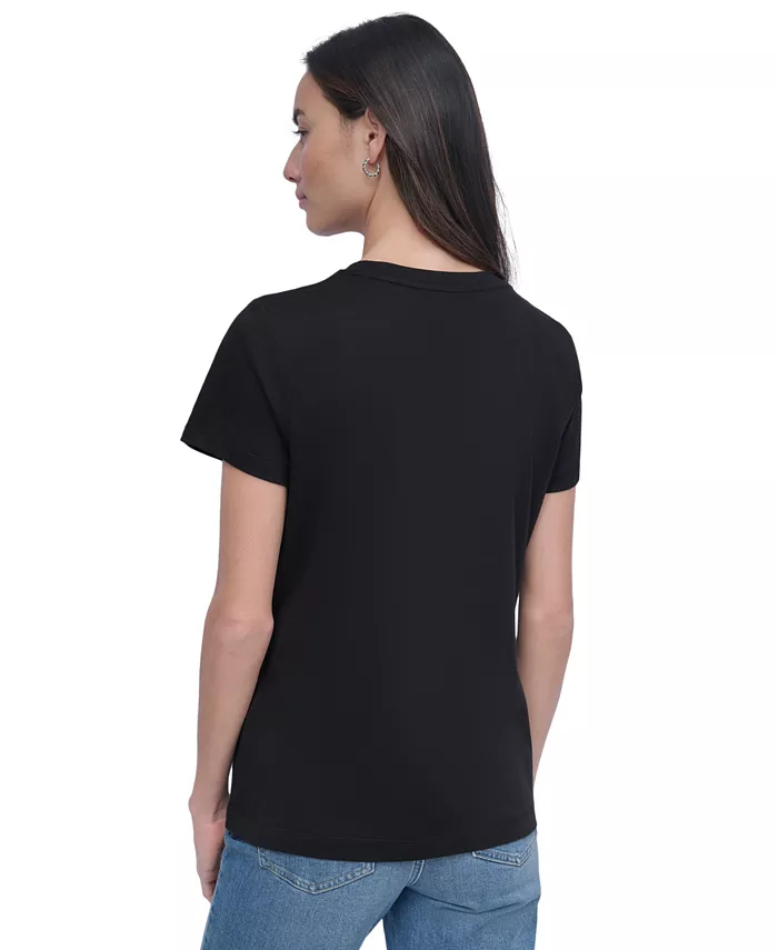 

Женская футболка с логотипом и декором DKNY Jeans, черный