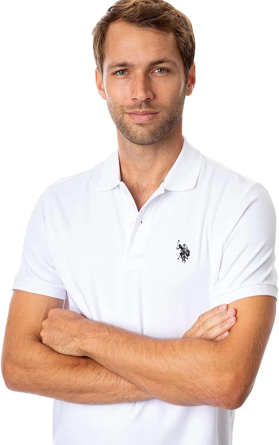 Мужская однотонная поло-рубашка с коротким рукавом из трикотажа производства US Polo Assn., рубашки для гольфа для мужчин, поло в стиле business casual U.S. POLO ASSN. — фото 4