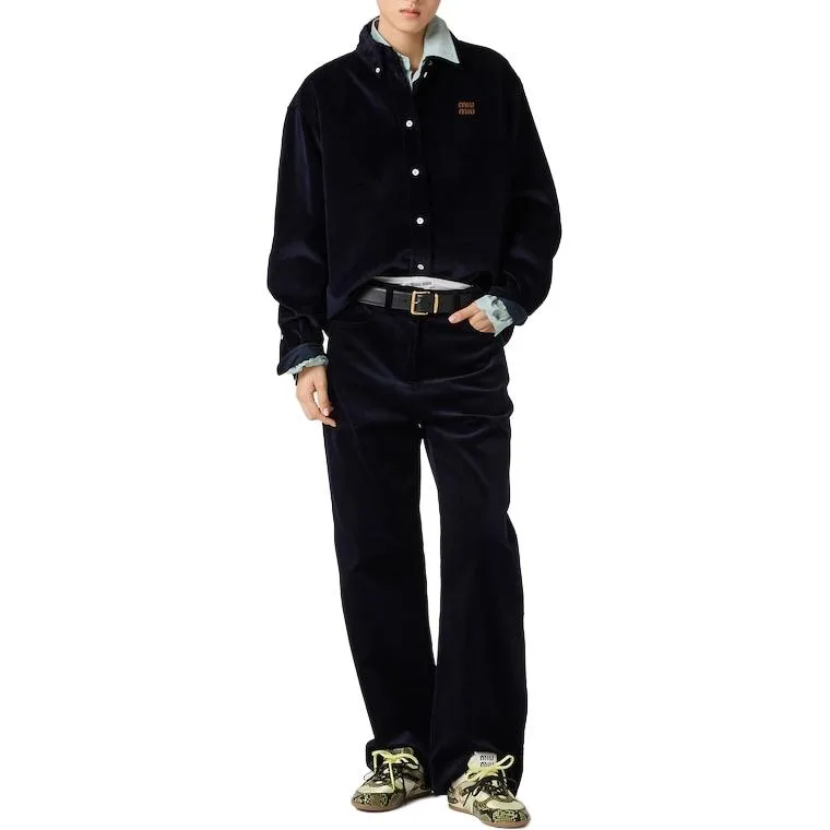 MIU MIU Футболка Women's Marine Blue Lapel Moderate Others — фото 3