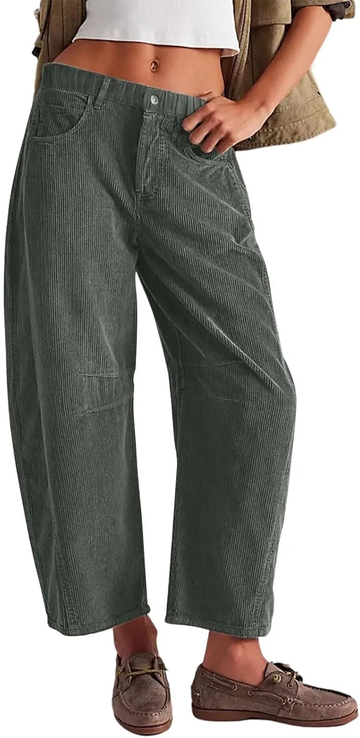 Штаны свободные, Corduroy, Green #1