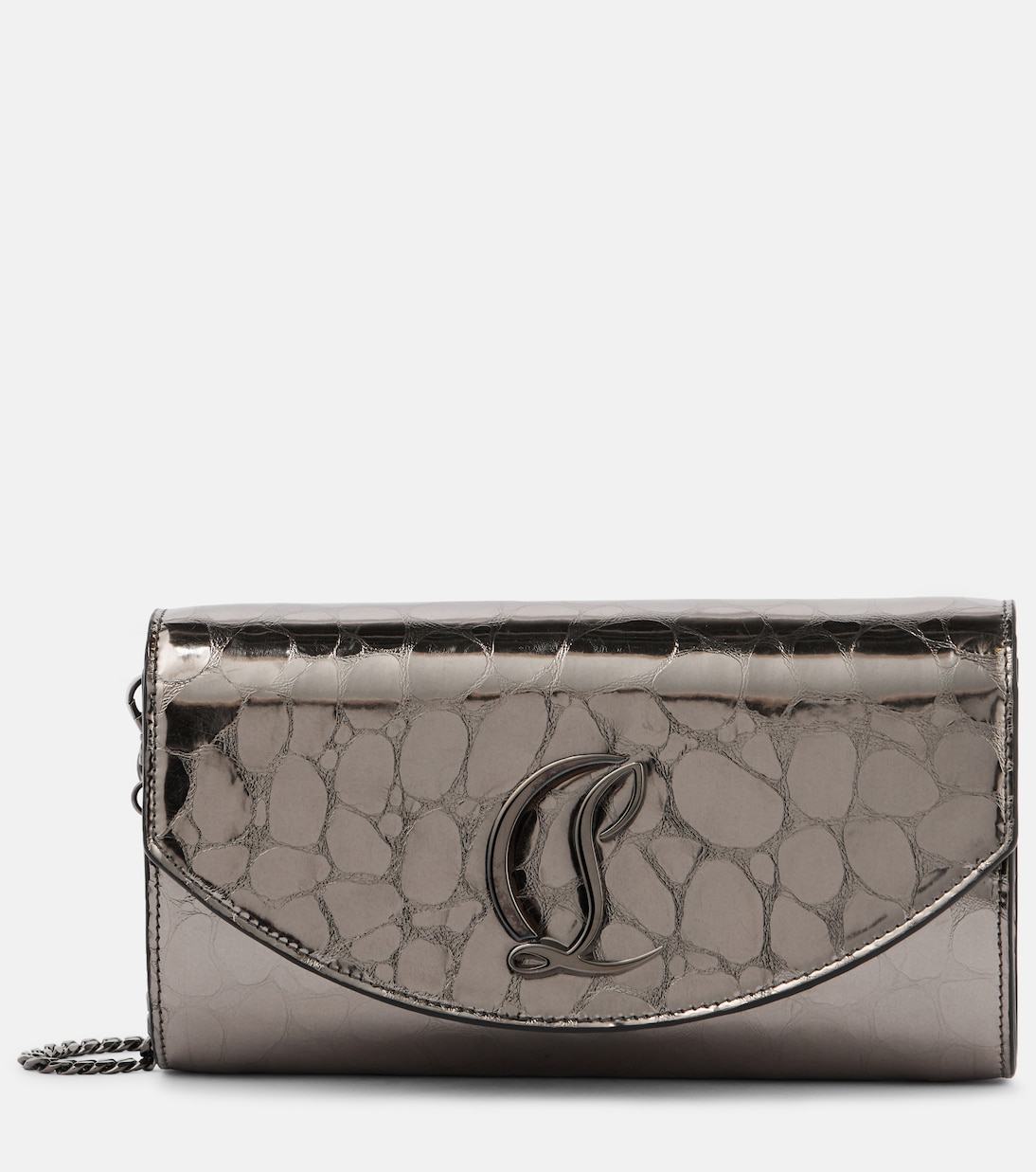 

Кошелек на цепочке Loubi54 из металлизированной кожи Christian Louboutin, Antracite