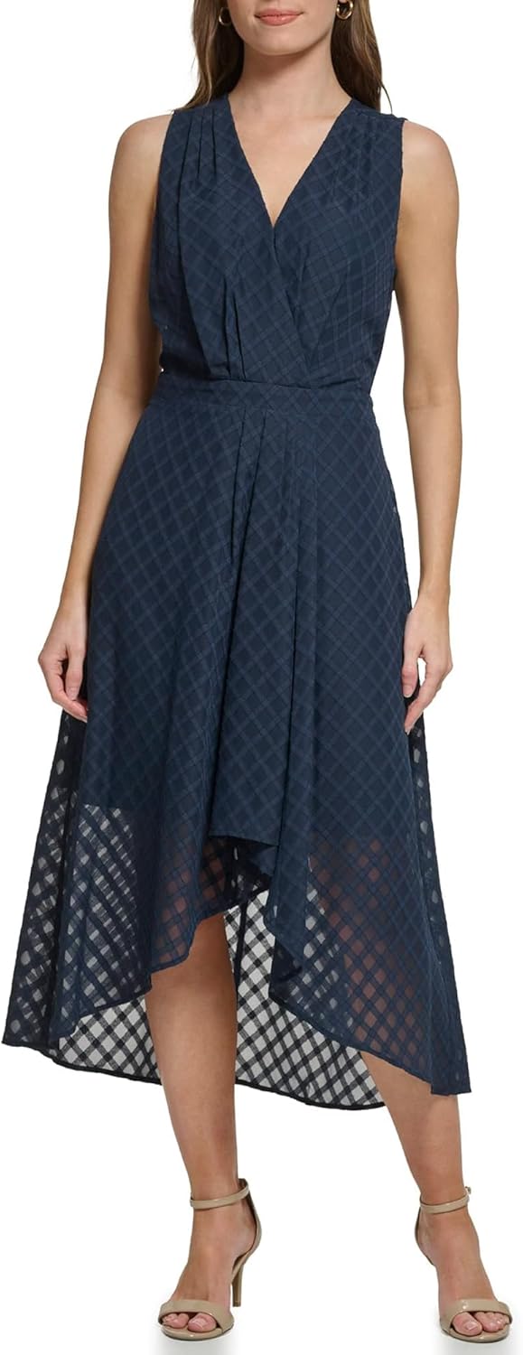 

Женское плиссированное платье миди Tommy Hilfiger Trellis, Sky Captain