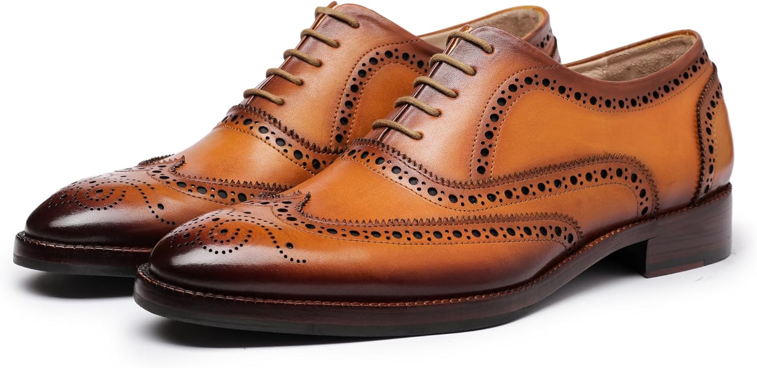 Мужские туфли оксфорды Lethato Wingtip Brogue ручной работы из натуральной кожи с шнуровкой