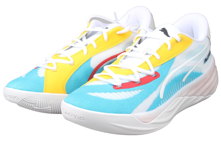 Мужские баскетбольные кроссовки Puma All-Pro Nitro, Белый/синий/желтый/красный — фото 3